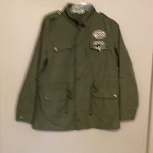 It’s a Army green jacket unlined with a draw string waist